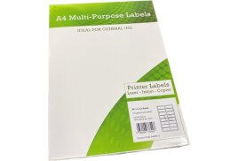A4 Multipurpose Labels 16 Per Sheet 99.1 x 33.9mm (White) Pk of 100