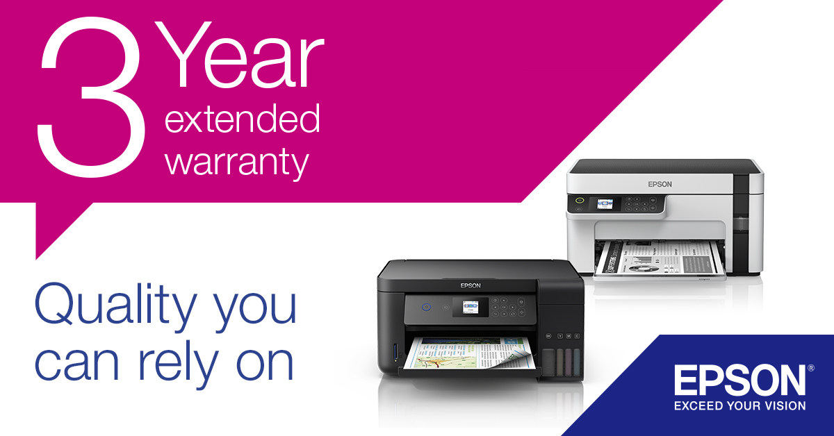 Free 3 year warranty with select Epson printers