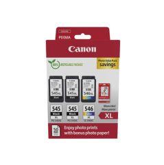 8286B015 | Canon 2 X PG-545XL Black ,1 X CL-546XL Colour  Multi Pack + 50 sheets 6x4 Photo Paper Image