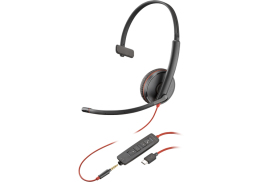 POLY Blackwire C3215 Monaural Headset +Carry Case (Bulk) Wired Head-band Office/Call center USB Type-C Black