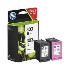HP 303 Black Tricolour Ink Cartridge 2x 4ml Twinpack for HP ENVY Photo 6230/7130/7830 series - 3YM92AE Image