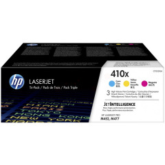 CF252XM | Multipack of HP 410X Cyan, Magenta & Yellow Toners, prints up to 5,000 pages Image