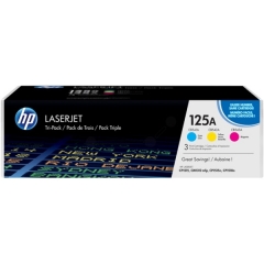 CF373AM | Multipack of HP 125A Cyan, Magenta & Yellow Toners, prints up to 1,400 pages Image