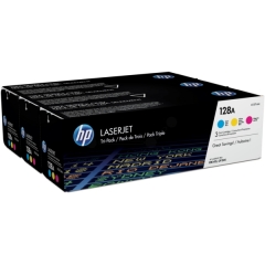 CF371AM | Multipack of HP 128A Cyan, Magenta & Yellow Toners, prints up to 1,300 pages Image