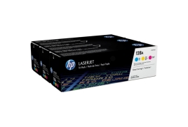 CF371AM | Multipack of HP 128A Cyan, Magenta & Yellow Toners, prints up to 1,300 pages