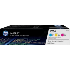 CF341A | Multipack of HP 126A Cyan, Magenta & Yellow Toners, prints up to 1,000 pages Image