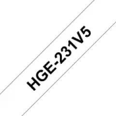 Brother HGE231V5 (12mm) Black On White Labeling Tape (Pack of 5) High Grade Image