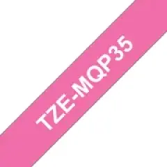 Brother P-touch TZe-MQP35 (12mm x 8m) White On Berry Pink Matt Laminated Labelling Tape Image