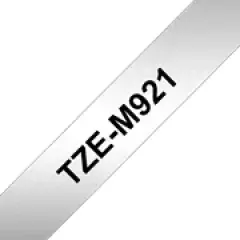 Brother P-touch TZe-M921 (9mm x 4m) Black On Silver Metallic Laminated Labelling Tape Image