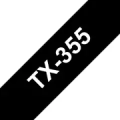 Brother TX355 White on Black 24mm x 15m Gloss Tape Image