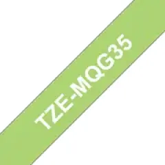 Brother P-touch TZe-MQG35 (12mm x 5m) White On Lime Green Matt Laminated Labelling Tape Image