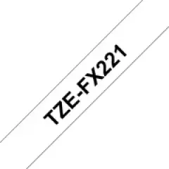 Brother P-touch TZe-FX221 (9mm x 8m) Black On White Laminated Flexi Labelling Tape Image
