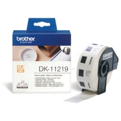 Brother DK Labels DK-11219 (12mm Diameter) Round Continuous Paper Labels (Black On White) 1 Roll Image