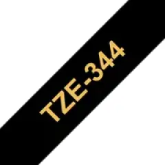 Brother P-touch TZe-344 (18mm x 8m) Gold On Black Laminated Labelling Tape Image