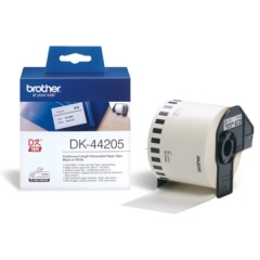 Brother DK Labels DK-44205 (62mm x 30.48m) Continuous Removable Paper Tape (Black On White) 1 Roll Image