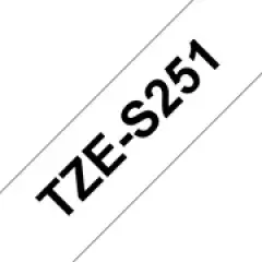 Brother P-touch TZe-S251 (24mm x 8m) Black On White Strong Adhesive Laminated Labelling Tape Image