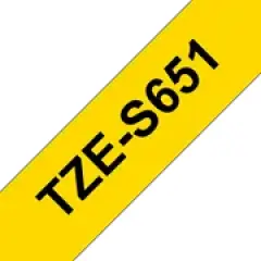 Brother P-touch TZe-S651 (24mm x 8m) Black On Yellow Strong Adhesive Laminated Labelling Tape Image