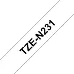 Brother P-touch TZe-N231 (12mm x 8m) Black On White Non-Laminated Labelling Tape Image