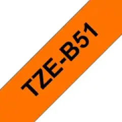 Brother P-touch TZe-B51 (24mm x 8m) Black On Fluorescent Orange Laminated Labelling Tape Image
