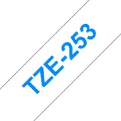 Brother P-touch TZe-253 (24mm x 8m) Blue On White Laminated Labelling Tape Image