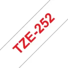 Brother P-touch TZe-252 (24mm x 8m) Red On White Laminated Labelling Tape Image