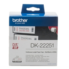 Brother DK22251 Red and Black on White Continuous Paper Tape 62mm Image
