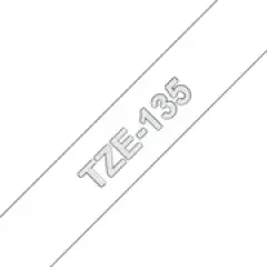 Brother P-touch TZe-135 (12mm x 8m) White On Clear Laminated Labelling Tape Image