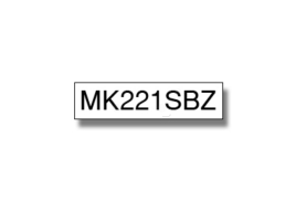 Brother MK-221SBZ P-Touch Ribbon, 9mm x 4m