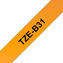 Brother P-touch TZe-B31 (12mm x 5m) Black On Fluorescent Orange Laminated Labelling Tape Image