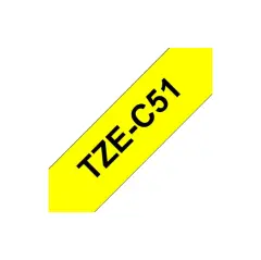 Brother P-touch TZe-C51 (24mm x 8m) Black On Fluorescent Yellow Laminated Labelling Tape Image