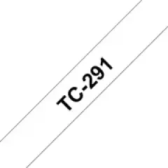 Brother P-touch TC-291 (9mm x 7.5m) Black On White Gloss Laminated Labelling Tape Image