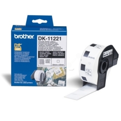 Brother DK Labels DK-11221 (23mm x 23mm) Square Continuous Paper Labels (Black On White) 1 Roll Image