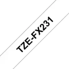 Brother P-touch TZe-FX231 (12mm x 8m) Black On White Laminated Flexi Labelling Tape Image