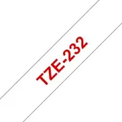 Brother P-touch TZe-232 (12mm x 8m) Red On White Laminated Labelling Tape Image