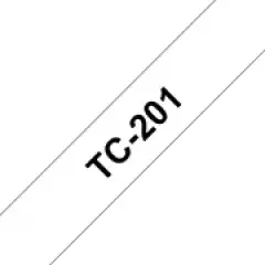 Brother P-touch TC-201 (12mm x 7.5m) White On Black Gloss Laminated Labelling Tape Image
