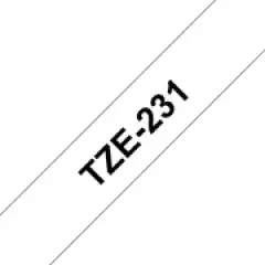 Brother P-touch TZe-231 (12mm x 8m) Black On White Laminated Labelling Tape Image