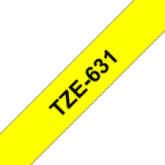 Brother P-touch TZe-631 (12mm x 8m) Black On Yellow Laminated Labelling Tape Image