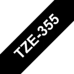 Brother P-touch TZe-355 (24mm x 8m) White On Black Laminated Labelling Tape Image