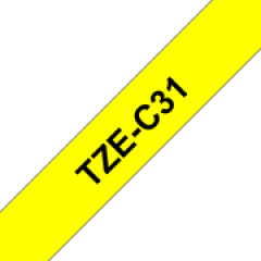 Brother P-touch TZe-C31 (12mm x 5m) Black On Fluorescent Yellow Laminated Labelling Tape Image