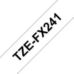 Brother P-touch TZe-FX241 (18mm x 8m) Black On White Gloss Laminated Flexi Labelling Tape Image