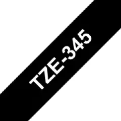 Brother P-touch TZe-345 (18mm x 8m) White On Black Laminated Labelling Tape Image