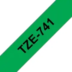 Brother P-touch TZe-741 (18mm x 8m) Black On Green Laminated Labelling Tape Image