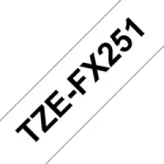 Brother P-touch TZe-FX251 (24mm x 8m) Black On White Gloss Laminated Flexi Labelling Tape Image