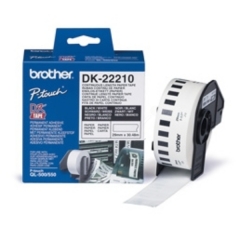 Brother DK Labels DK-22210 (29mm x 30.48m) Continuous Paper Labelling Tape (Black On White) 1 Roll Image