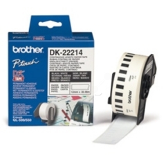 Brother DK Labels DK-22214 (12mm x 30.48m) Continuous Paper Tape (Black On White) 1 Roll Image