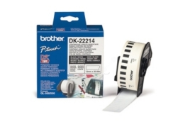 Brother DK Labels DK-22214 (12mm x 30.48m) Continuous Paper Tape (Black On White) 1 Roll