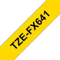 Brother P-touch TZ-FX641 (18mm x 8m) Black On Yellow Labelling Tape Image