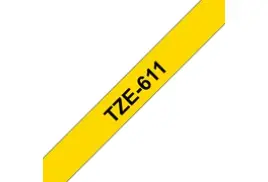 Brother P-touch TZe-611 (6mm x 8m) Black On Yellow Laminated Labelling Tape