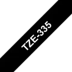 Brother P-touch TZe-335 (12mm x 8m) White On Black Laminated Labelling Tape Image