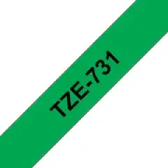 Brother P-touch TZe-731 (12mm x 8m) Black On Green Laminated Labelling Tape Image